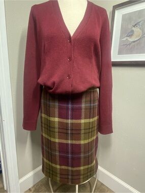 Kasper cotton blend plaid Skirt